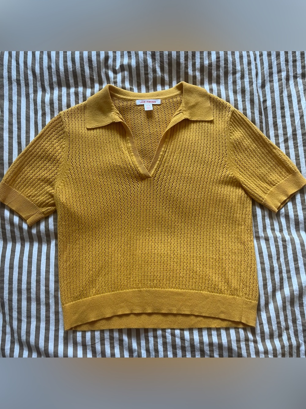 Joe Fresh Mustard Yellow Knit Polo Top